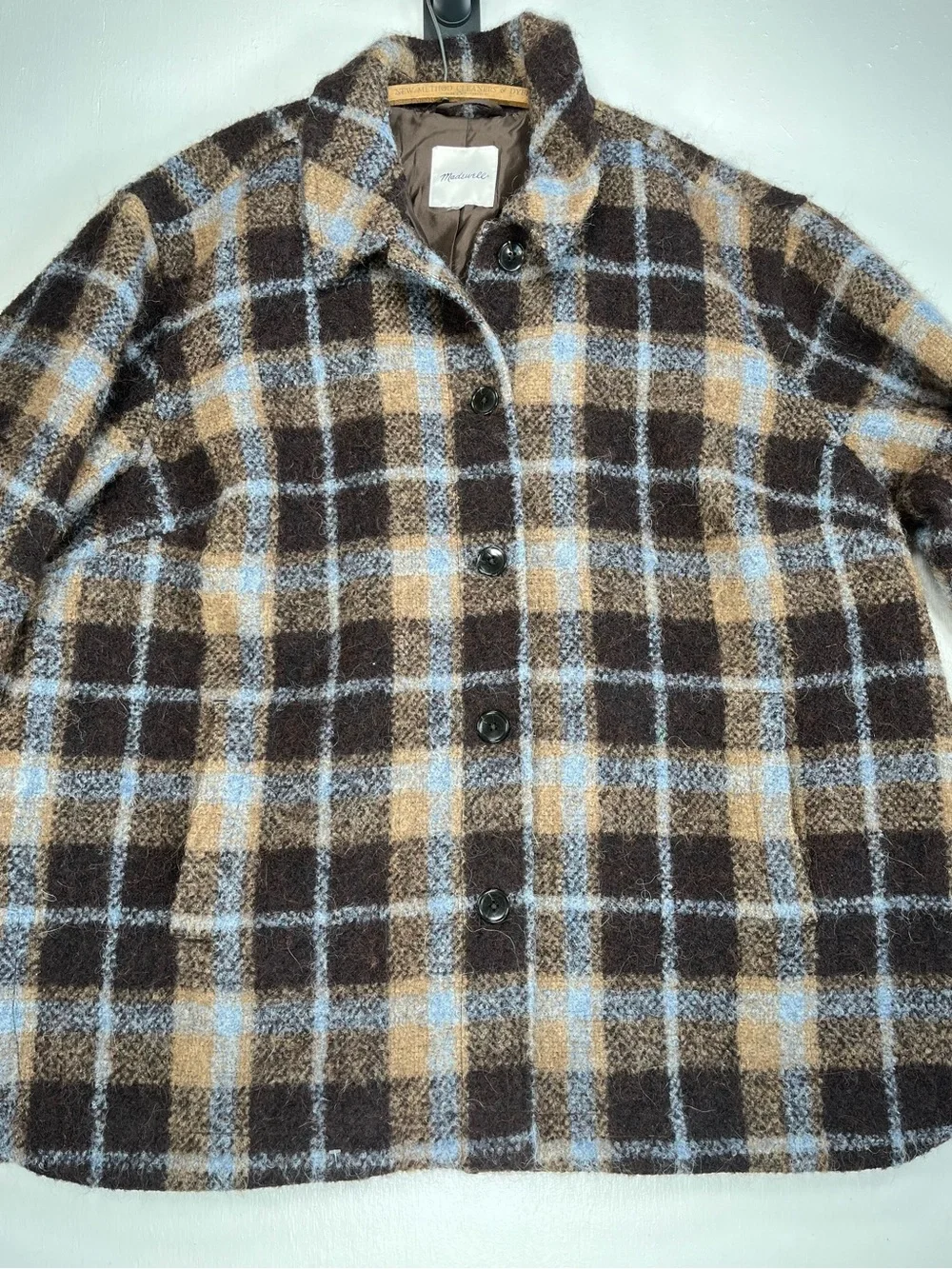 Madewell Belrose Shirt Jacket Cassel Plaid Wool Shacket Plus Size 3X Fuzzy Blue